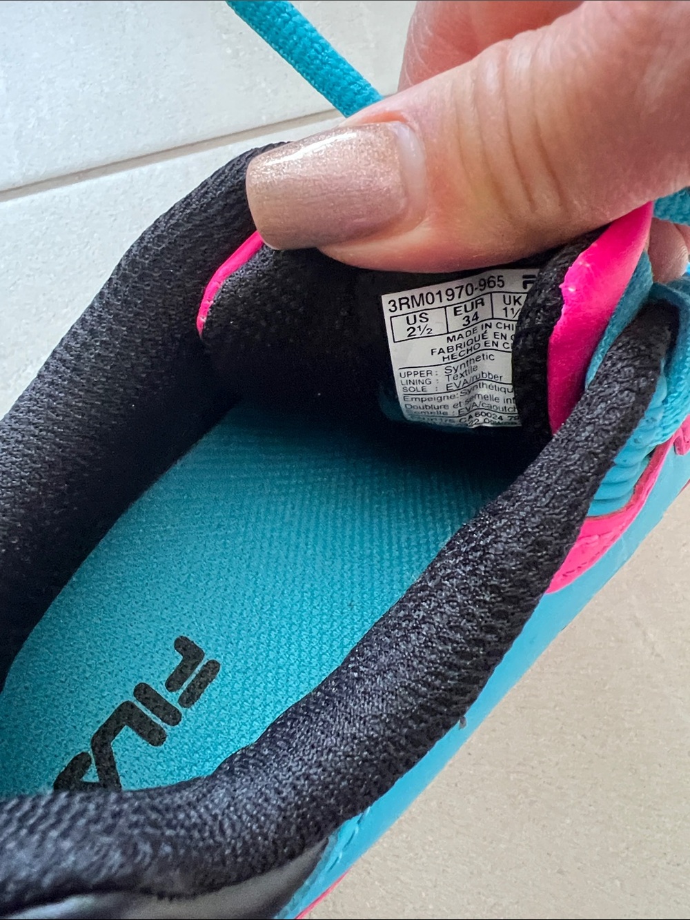 Fila Kids Bright Pink and Teal Sneakers - Picture 4 of 5